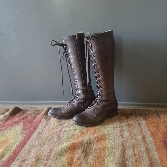 Frye tall lace up combat boots - Picture 4 of 5